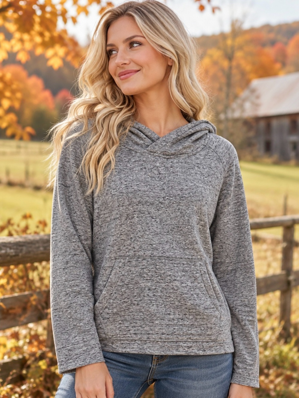 UGG Womens M Gray Heather Fleece Pullover Hoodie Kangaroo Pocket Cozy Casual